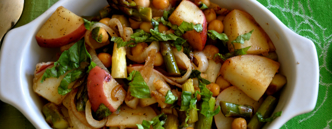 Ordinary Vegan’s Roasted Asparagus Salad with Chickpeas, Potatoes and Balsamic Vinegar