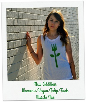 Womens vegan tulip fork tee